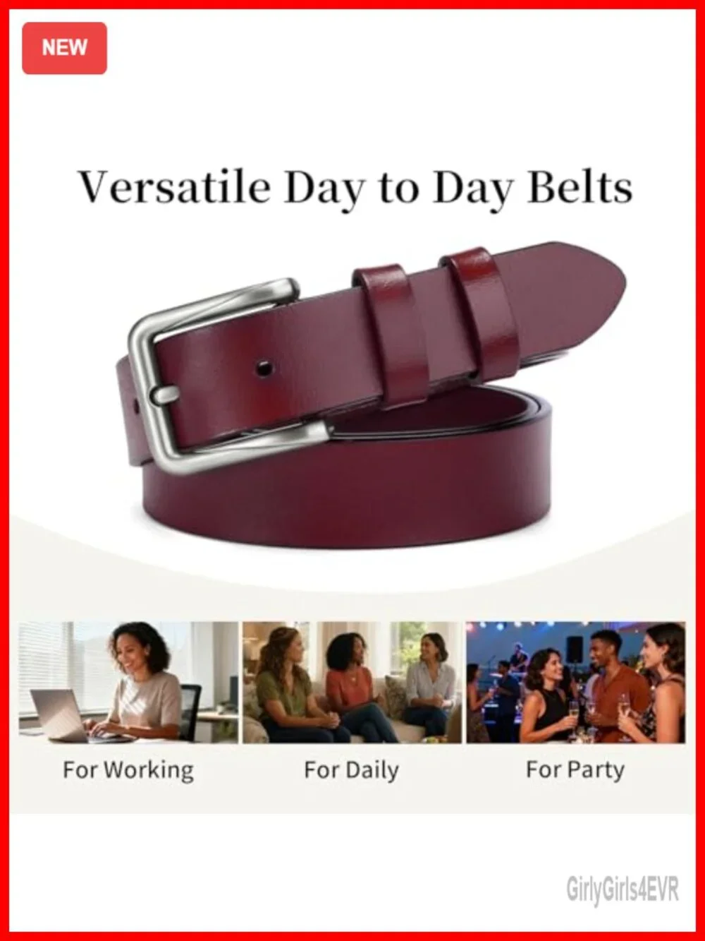Genuine Leather Belt for Women, Metal Buckle, Fashion Waist Belt for Jeans,